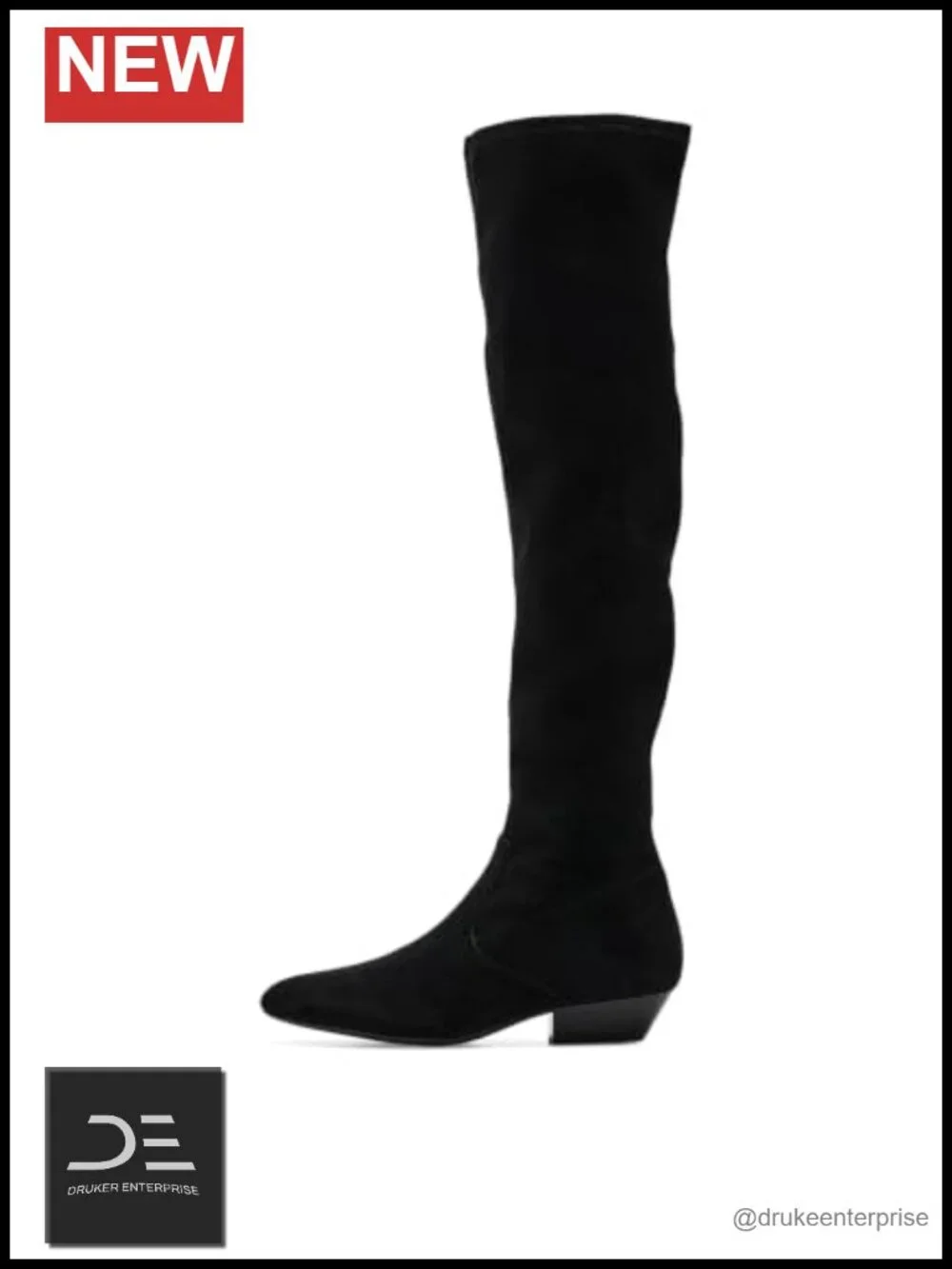 Sheep-Suede Over-the-Knee Tall Boots with Stacked Heel